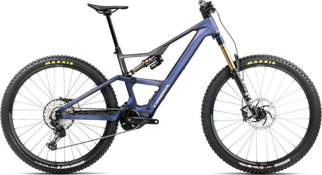 VTT Électrique Tout-Suspendu Orbea Rise LT M10 12V 420 Wh Shimano 85 Nm 29'' Bleu Tanzanite Carbon View 2025