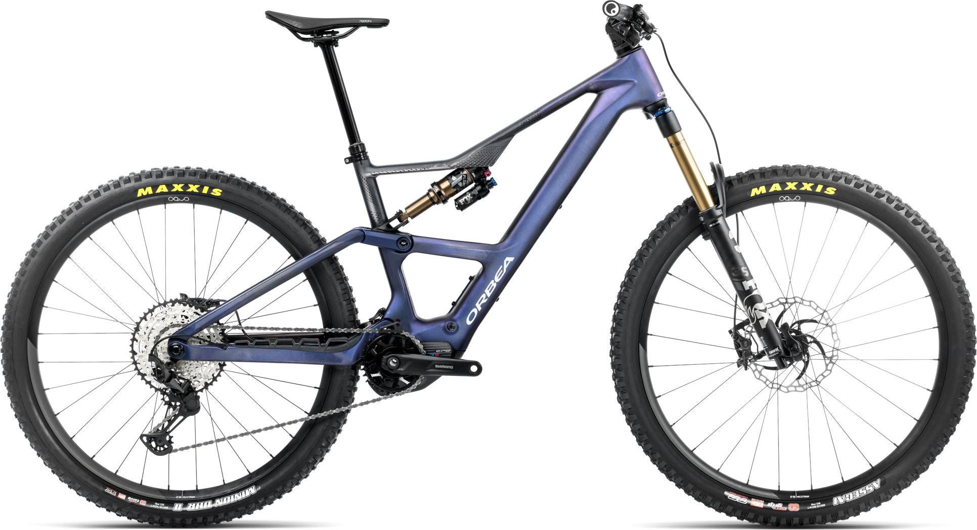 VTT Électrique Tout-Suspendu Orbea Rise LT M10 12V 420 Wh Shimano 85 Nm 29'' Bleu Tanzanite Carbon View 2025
