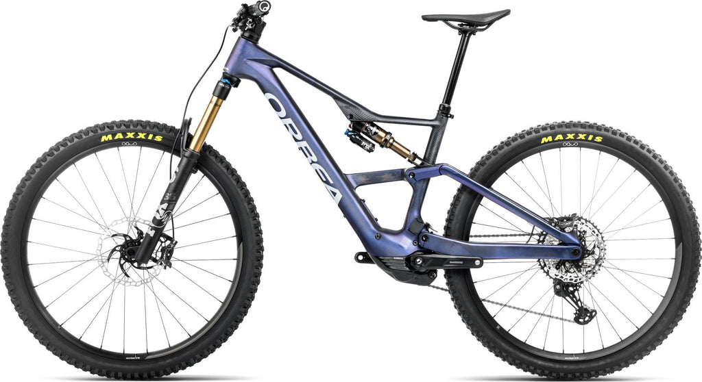 VTT Électrique Tout-Suspendu Orbea Rise LT M10 12V 420 Wh Shimano 85 Nm 29'' Bleu Tanzanite Carbon View 2025