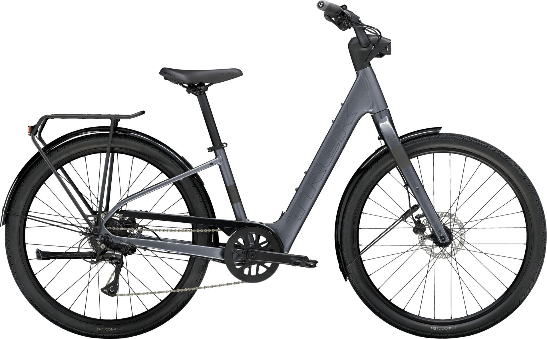 Vélo de Ville Électrique Trek Verve+ 1 Lowstep LT 250Wh Shimano Acera 8V Gris - Vélo d'Exposition