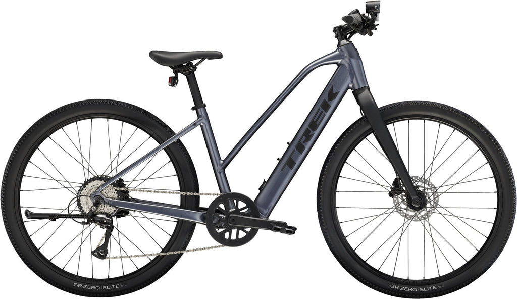 Vélo de Fitness Électrique Trek Dual Sport+ 2 Stagger LT Shimano Acera 8V 250 Wh 27.5'' Gris 2025 - Vélo d'Exposition