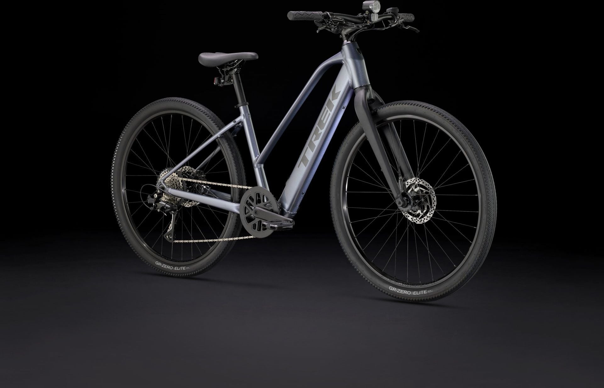 Vélo de Fitness Électrique Trek Dual Sport+ 2 Stagger LT Shimano Acera 8V 250 Wh 27.5'' Gris 2025 - Vélo d'Exposition