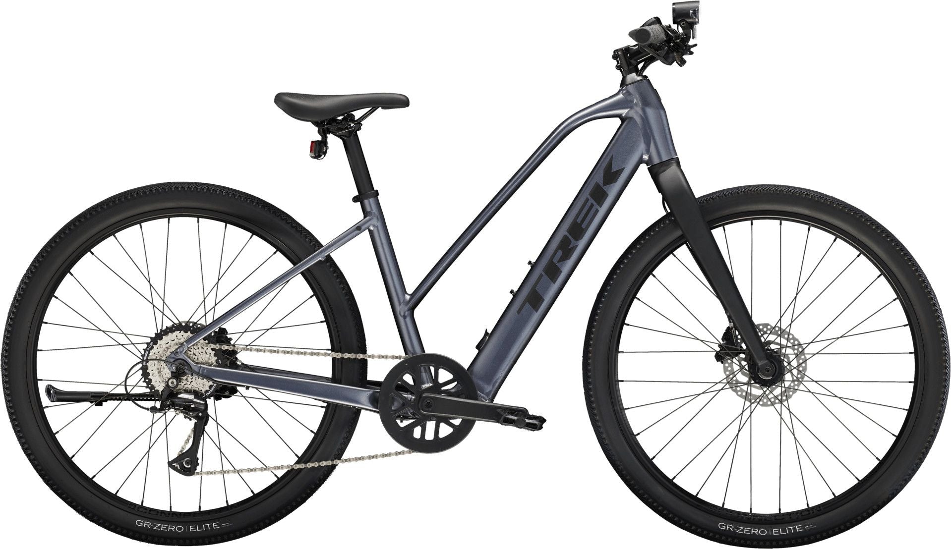 Vélo de Fitness Électrique Trek Dual Sport+ 2 Stagger LT Shimano Acera 8V 250 Wh 27.5'' Bleu 2025 - Vélo d'Exposition