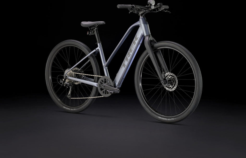 Vélo de Fitness Électrique Trek Dual Sport+ 2 Stagger LT Shimano Acera 8V 250 Wh 27.5'' Bleu 2025 - Vélo d'Exposition