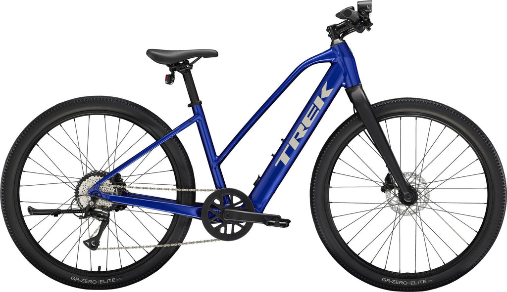 Vélo de Fitness Électrique Trek Dual Sport+ 2 Stagger LT Shimano Acera 8V 250 Wh 27.5'' Bleu 2025 - Vélo d'Exposition