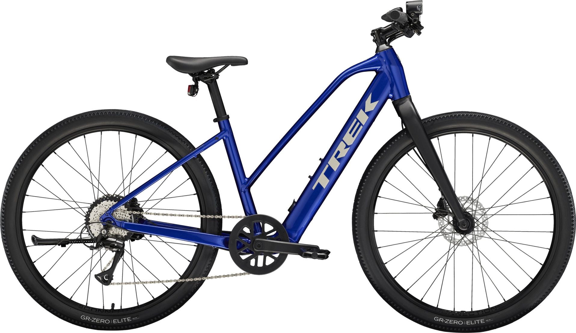 Vélo de Fitness Électrique Trek Dual Sport+ 2 Stagger LT Shimano Acera 8V 250 Wh 27.5'' Bleu 2025 - Vélo d'Exposition