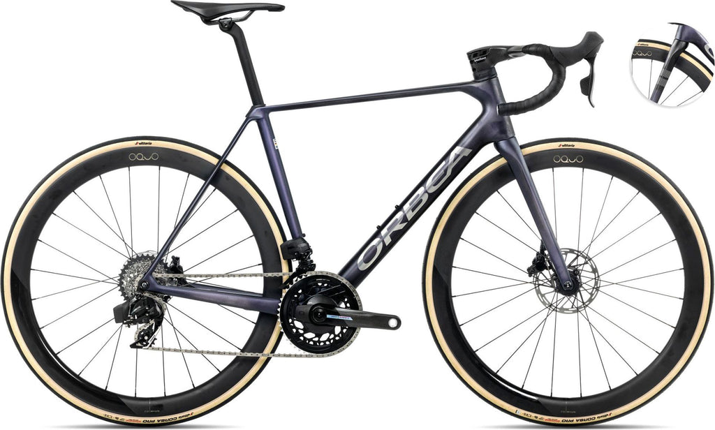 Vélo de Route Orbea Orca M21eLTD PWR Sram Force eTap AXS 12V 700 mm Bleu Violet Tanzanite Carbon Raw 2025