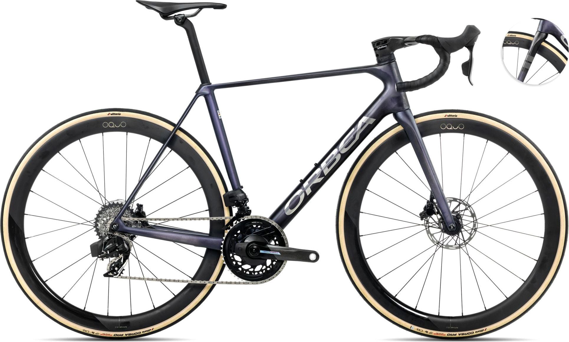 Vélo de Route Orbea Orca M21eLTD PWR Sram Force eTap AXS 12V 700 mm Bleu Violet Tanzanite Carbon Raw 2025