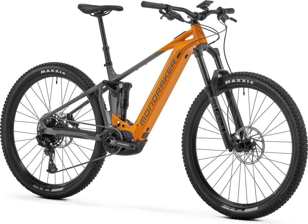 VTT Électrique Tout-Suspendu Mondraker Chaser 12V 625Wh Bosch 120 Nm 29'' Orange Gris 2025