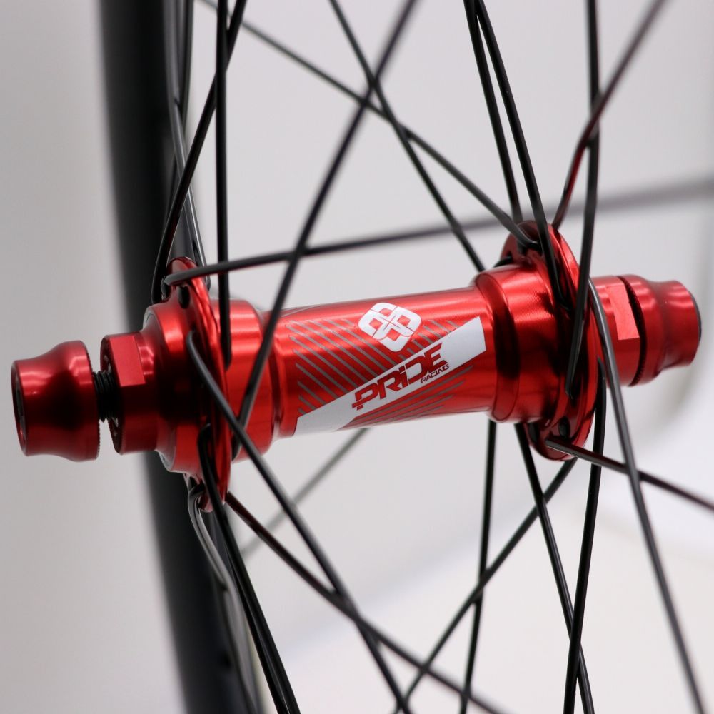 Paire de Roues Carbone Pride Gravity Gloss Expert Disc 28H Rouge