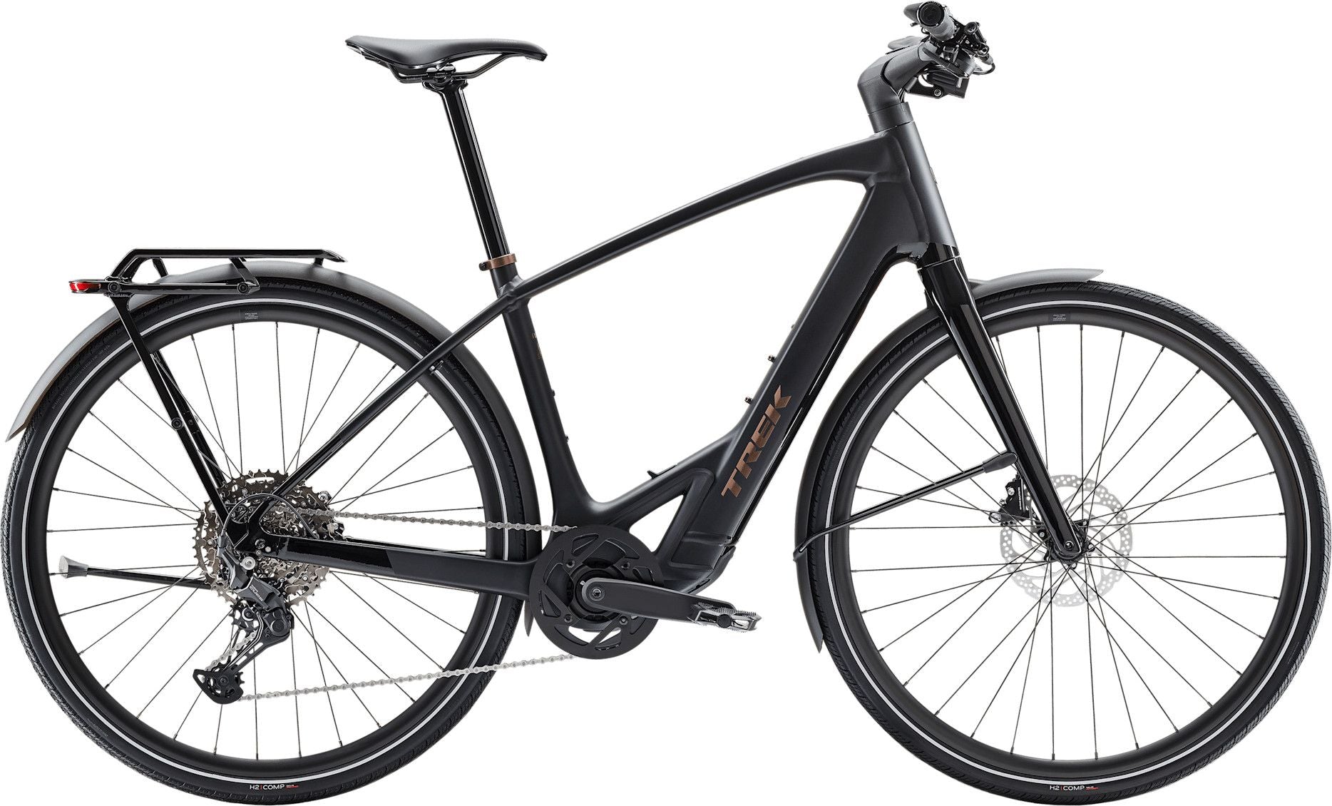 Vélo de Ville Électrique Trek FX+ 7 Shimano Cues 10V 360Wh 700mm Noir 2025 - Vélo d'Exposition