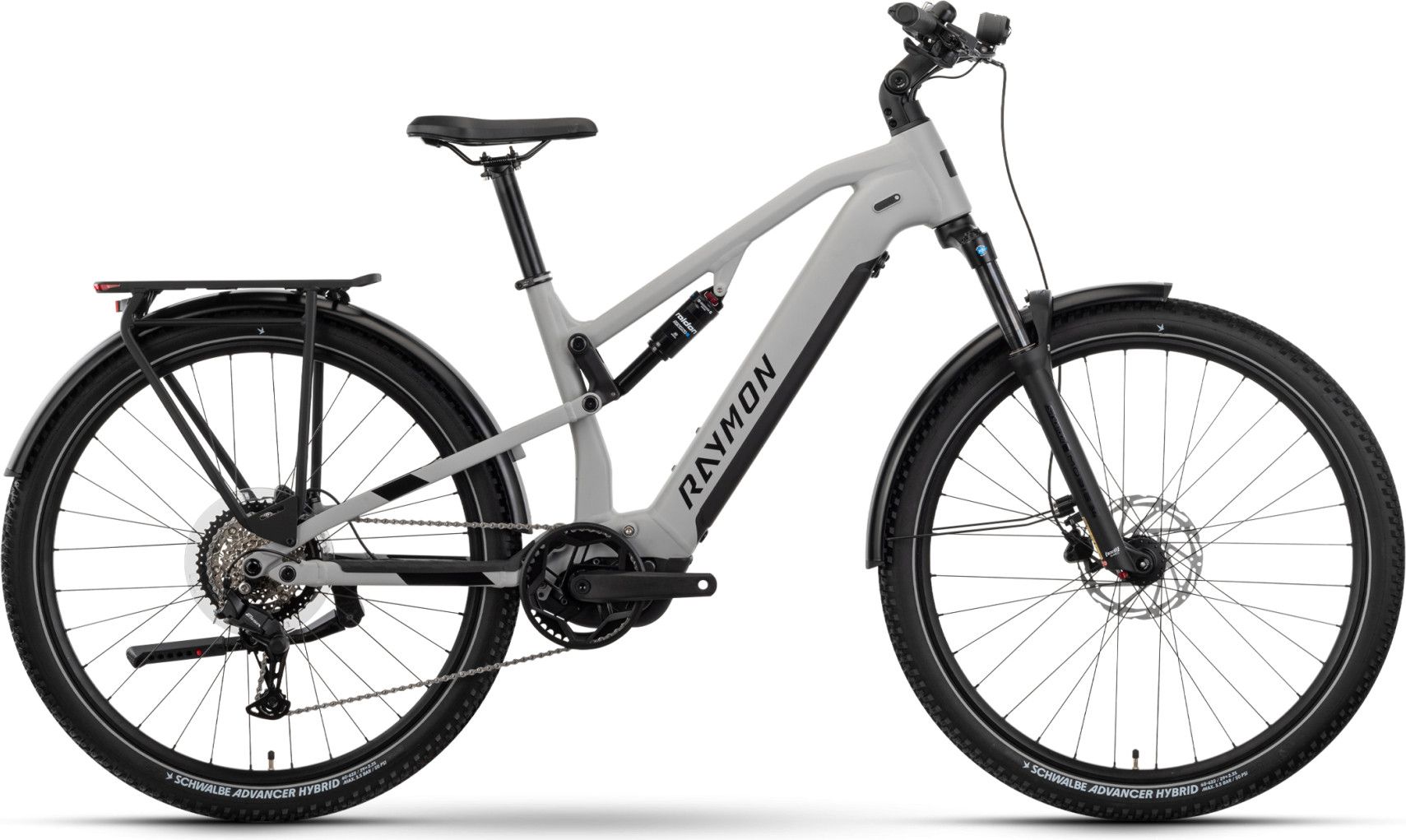 VTC Électrique Tout-suspendu Raymon CrossRay Shimano Essa 8V 720Wh 29'' Gris