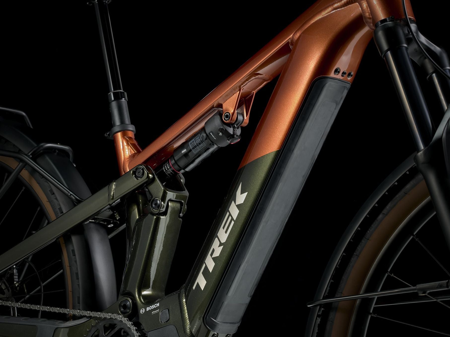 VTT Électrique Tout-Suspendu Trek Powerfly+ FS 4 EQ 10V 600Wh Bosch 120 Nm 27.5'' Orange/Vert Gén. 4