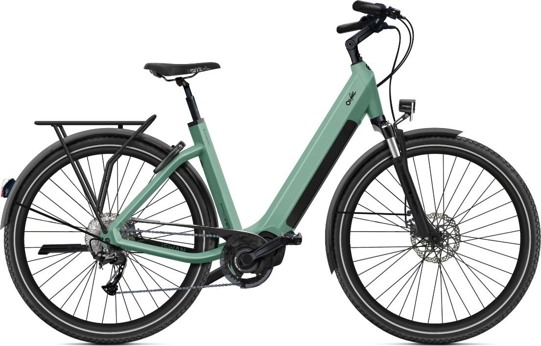 VTC Électrique O2 Feel iSwan Explorer Boost Univ 6.1 Shimano Alivio 9V 540Wh 27.5'' Vert Canopée