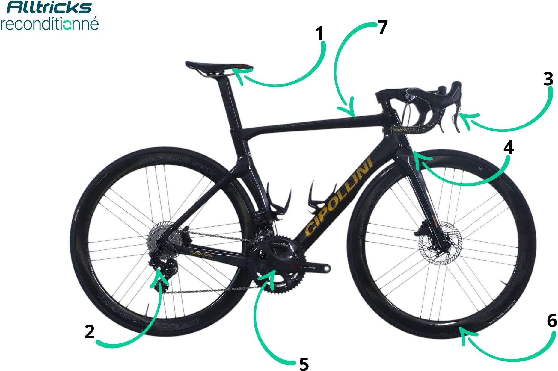 Vélo de Route Cipollini NK1K DB Campagnolo Super Record EPS 12V 700 mm Carbon / Noir/Or 2021 - Produit Reconditionné / Bon État