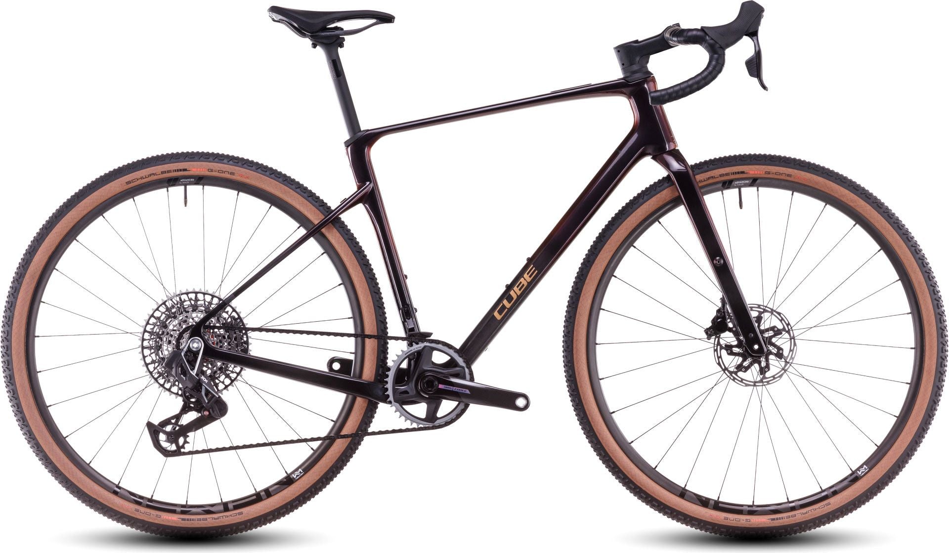 Vélo de Gravel Cube Nuroad C:62 SLX Sram Force eTap AXS/XX SL Eagle AXS 12V 700 mm Orange Violet Solareclipse 2025