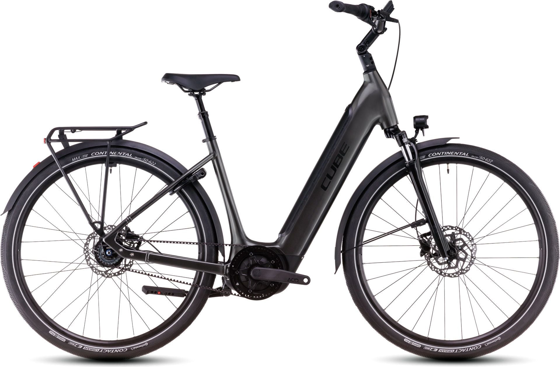 Vélo de Ville Électrique Cube Supreme Hybrid Deluxe One 625 Easy Entry Shimano Nexus 8V Courroie 625 Wh 700 mm Gris Noir Slate 2025