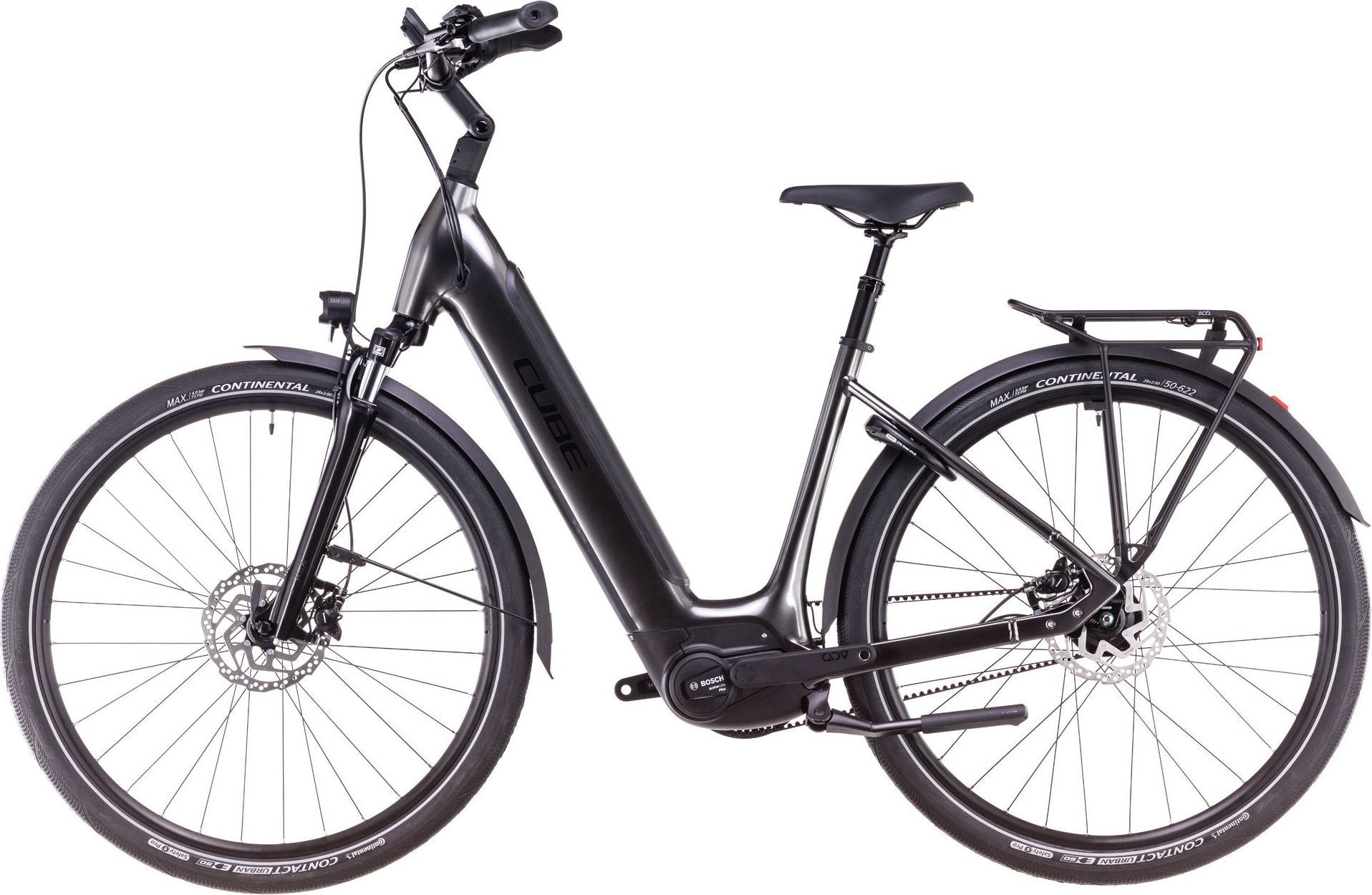 Vélo de Ville Électrique Cube Supreme Hybrid Deluxe One 625 Easy Entry Shimano Nexus 8V Courroie 625 Wh 700 mm Gris Noir Slate 2025