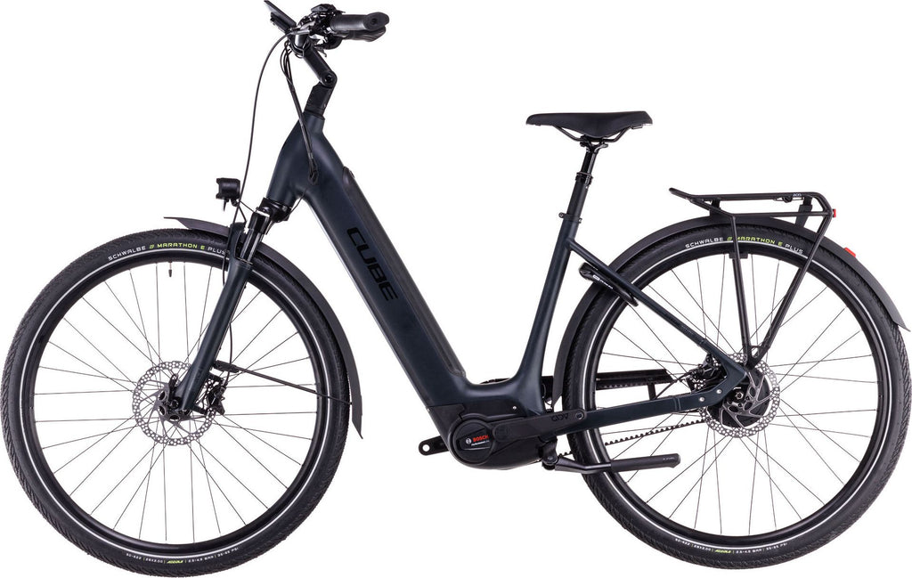 Vélo de Ville Électrique Cube Supreme Hybrid Deluxe Pro 625 Easy Entry Enviolo City Courroie 625 Wh 700 mm Noir Night 2025