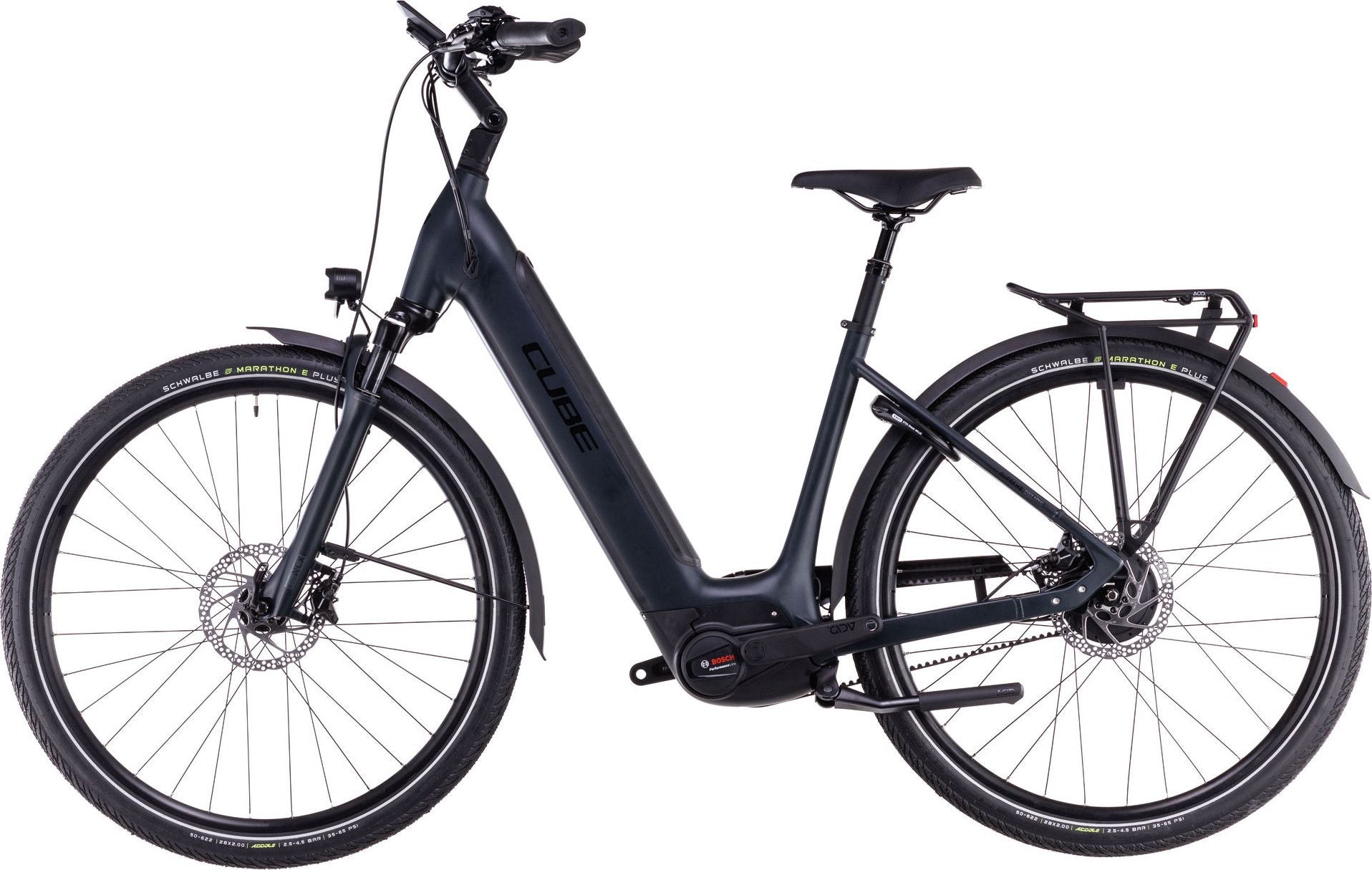 Vélo de Ville Électrique Cube Supreme Hybrid Deluxe Pro 625 Easy Entry Enviolo City Courroie 625 Wh 700 mm Noir Night 2025
