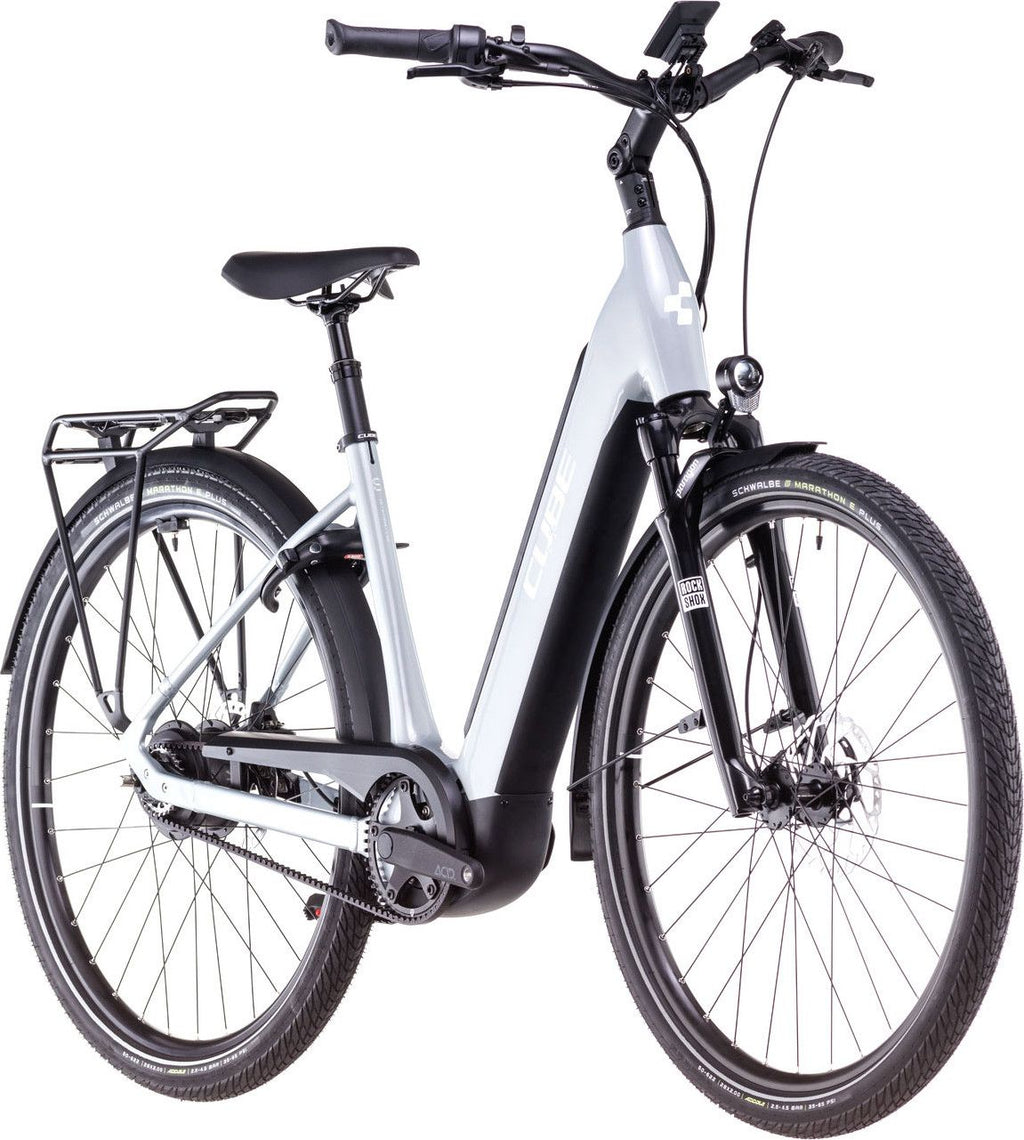 Vélo de Ville Électrique Cube Supreme Hybrid Deluxe SLX 625 Easy Entry Enviolo Trekking Courroie 625 Wh 700 mm Gris Polar 2025