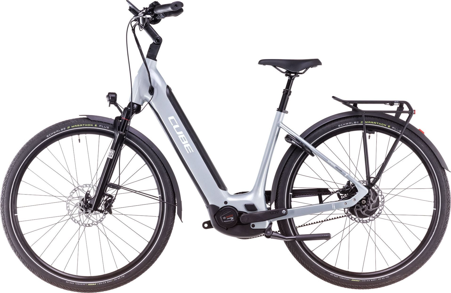 Vélo de Ville Électrique Cube Supreme Hybrid Deluxe SLX 625 Easy Entry Enviolo Trekking Courroie 625 Wh 700 mm Gris Polar 2025