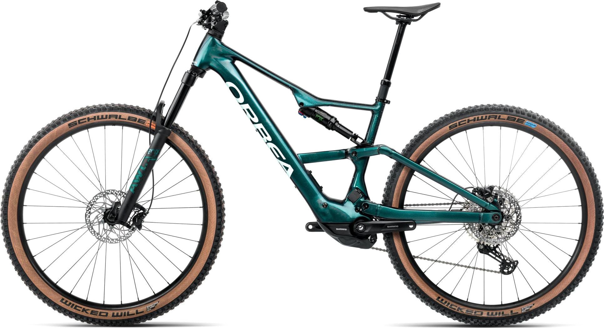 VTT Électrique Tout-Suspendu Orbea Rise SL H30 12V 540 Wh Shimano 85 Nm 29'' Vert Escape Splash Ice 2026