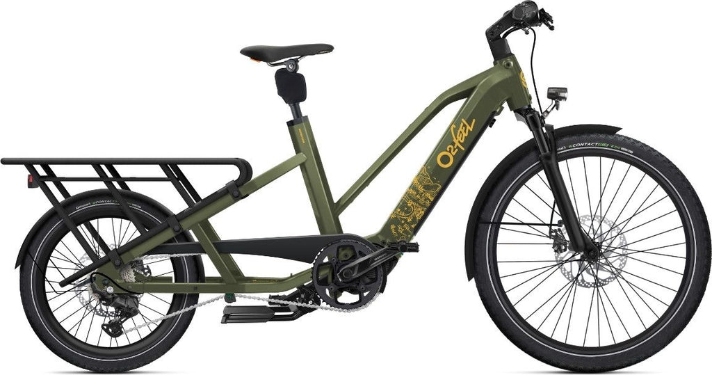 Vélo Cargo Longtail Électrique O2 Feel Equo Cargo Adventure 5.2 Shimano Cues 9V 835 Wh 20/26'' Vert Pack Family Extra