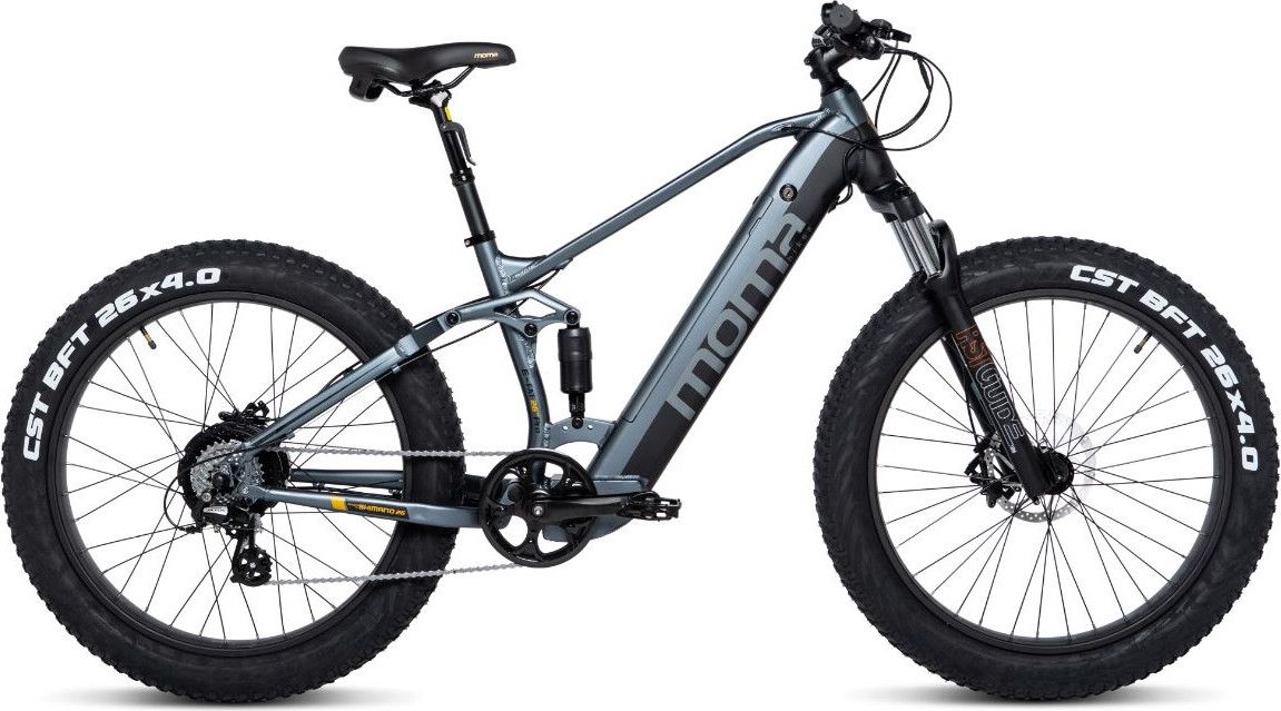 Moma Bikes VTT, FATBIKE 26 PRO, Equipped Full SHIMANO, Freins à disques Hydrauliques, Bat. Ion Lithium integrada 48V 13Ah / 160-195 cm
