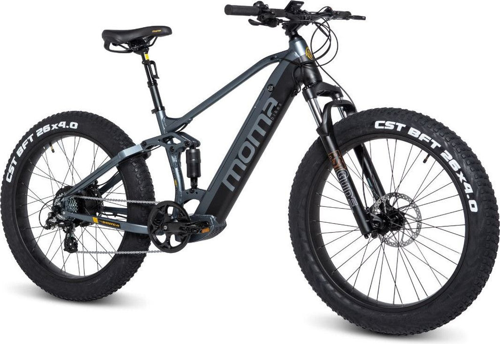 Moma Bikes VTT, FATBIKE 26 PRO, Equipped Full SHIMANO, Freins à disques Hydrauliques, Bat. Ion Lithium integrada 48V 13Ah / 160-195 cm