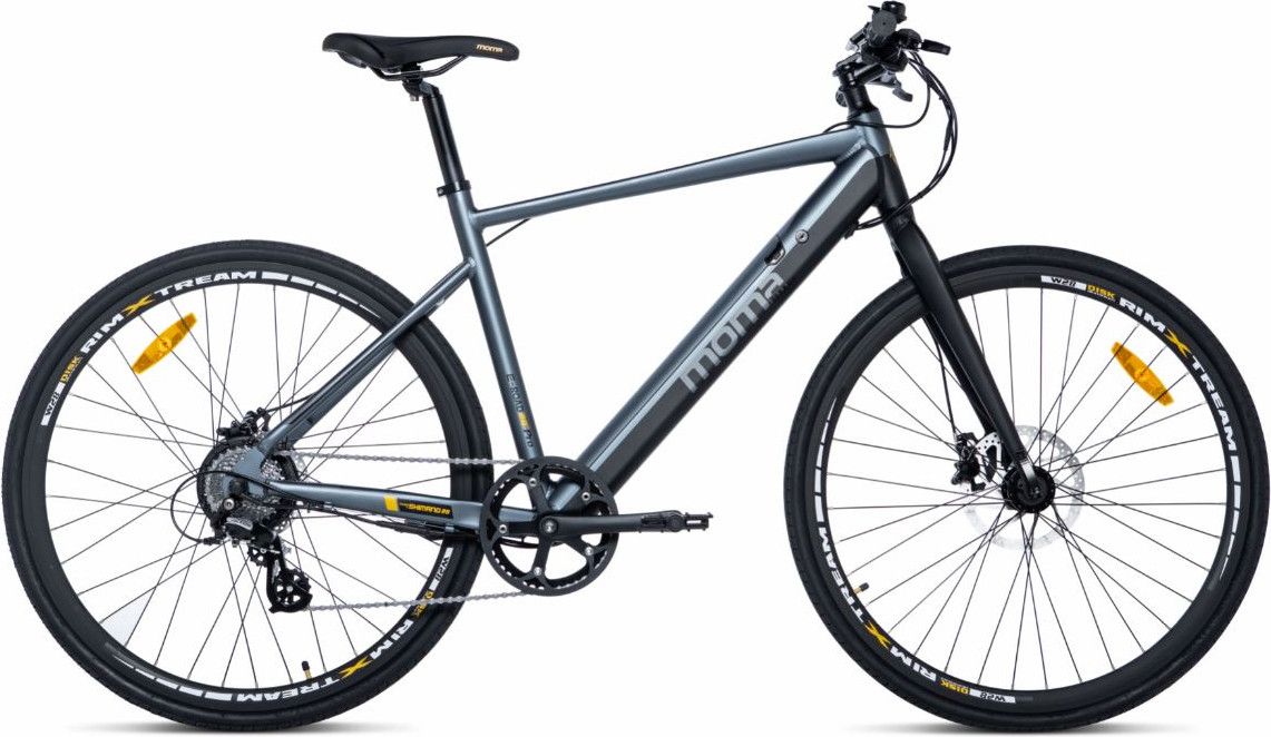 Moma Bikes E-ROAD PRO 28, Equipped Full Shimano, 8 Vitesses, Freins à disques Hydrauliques, Bat. Ion Lithium intégrée et amovible de 36V 10Ah / 160-195 cm