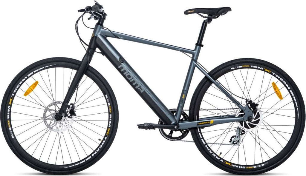 Moma Bikes E-ROAD PRO 28, Equipped Full Shimano, 8 Vitesses, Freins à disques Hydrauliques, Bat. Ion Lithium intégrée et amovible de 36V 10Ah / 160-195 cm