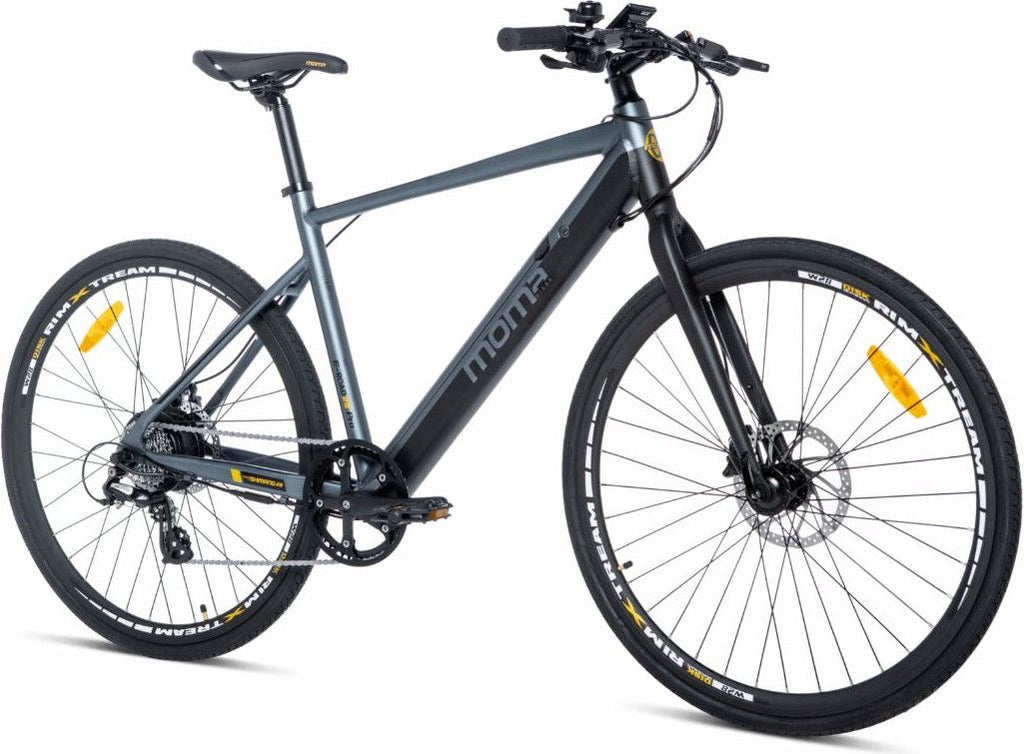 Moma Bikes E-ROAD PRO 28, Equipped Full Shimano, 8 Vitesses, Freins à disques Hydrauliques, Bat. Ion Lithium intégrée et amovible de 36V 10Ah / 160-195 cm