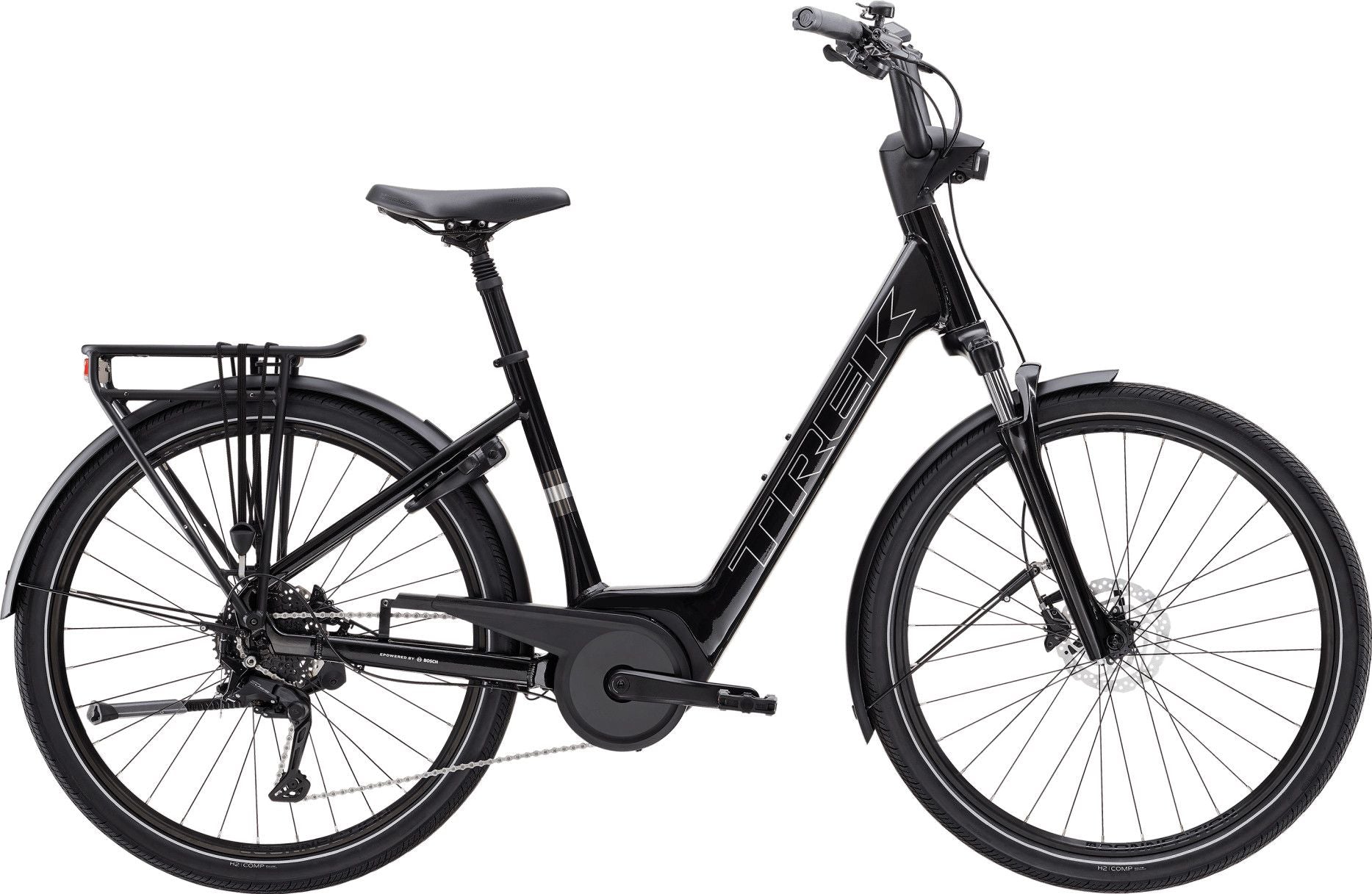 Vélo de Ville Électrique Trek Verve+ 2 Lowstep 400wh Shimano Cues 9V Noir Gen.3  T.M 165/175cm - Produit Reconditionné