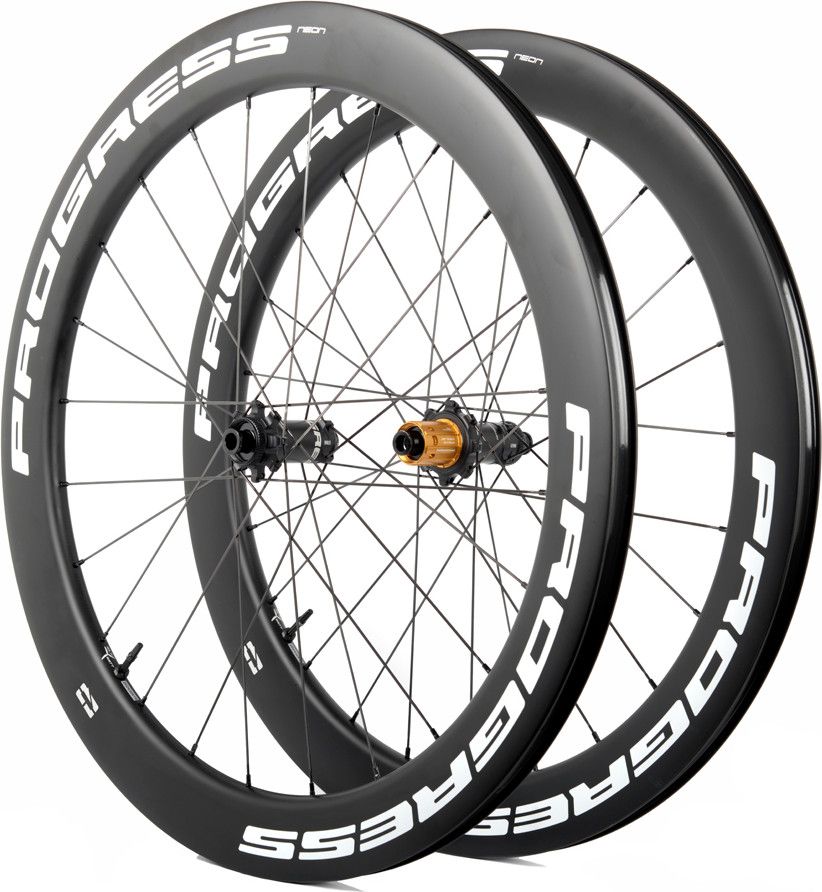 Paire de roues Progress Neon Disc Blanc | 12x100/12x142 mm | Center Lock | Shimano Microspline
