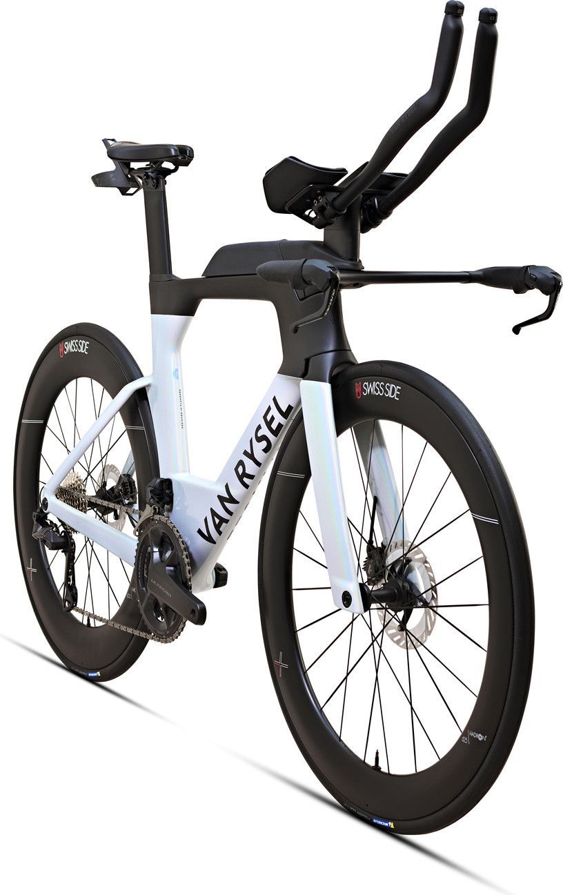 Vélo de Triathlon Van Rysel XCR Tri Shimano Ultegra Di2 12V 700 mm Blanc Holographique