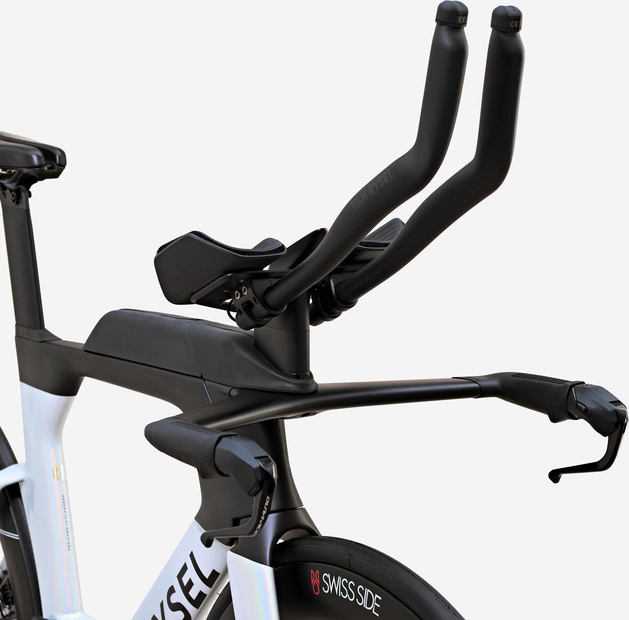 Vélo de Triathlon Van Rysel XCR Tri Shimano Ultegra Di2 12V 700 mm Blanc Holographique