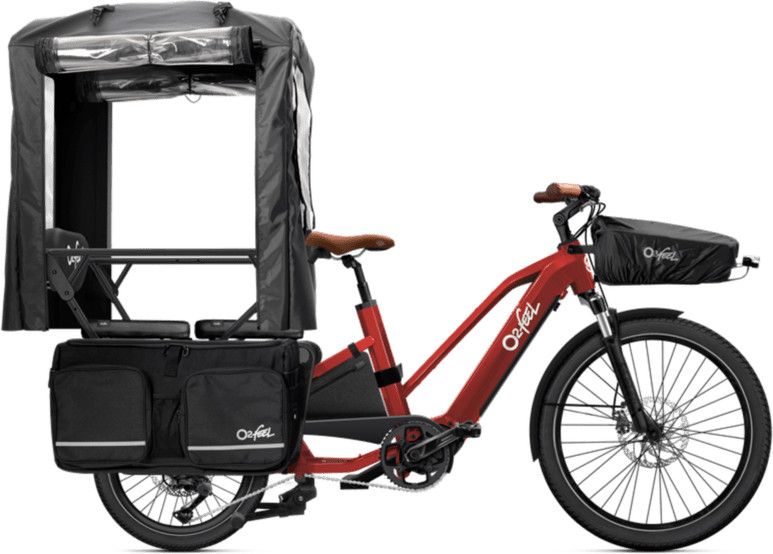 Vélo Cargo Longtail Électrique O2 Feel Equo 4.3 Mid Shimano Deore 10V 835 Wh 20/26'' Rouge Pack Family Extra