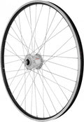 Roue vtc 700x35 avant er10 alu noir double paroi moy Shimano argent dynamo 6 volt-3w (pour eclairage avant et arriere) - compatible v-brake moyeu ecrou