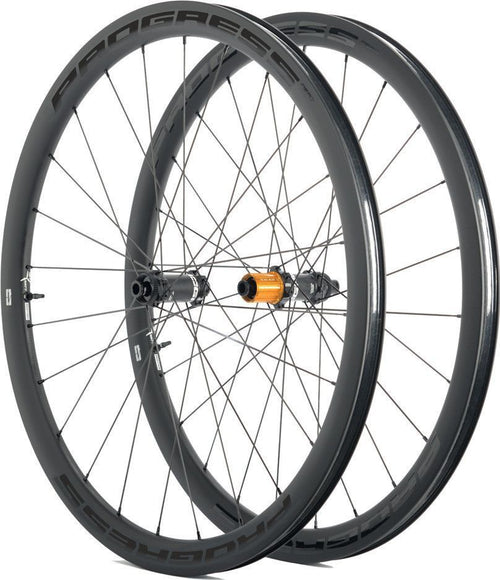Paire de roues Progress AERO Disc Boyau Noir | 12x100/12x142 mm | Center Lock | Shimano