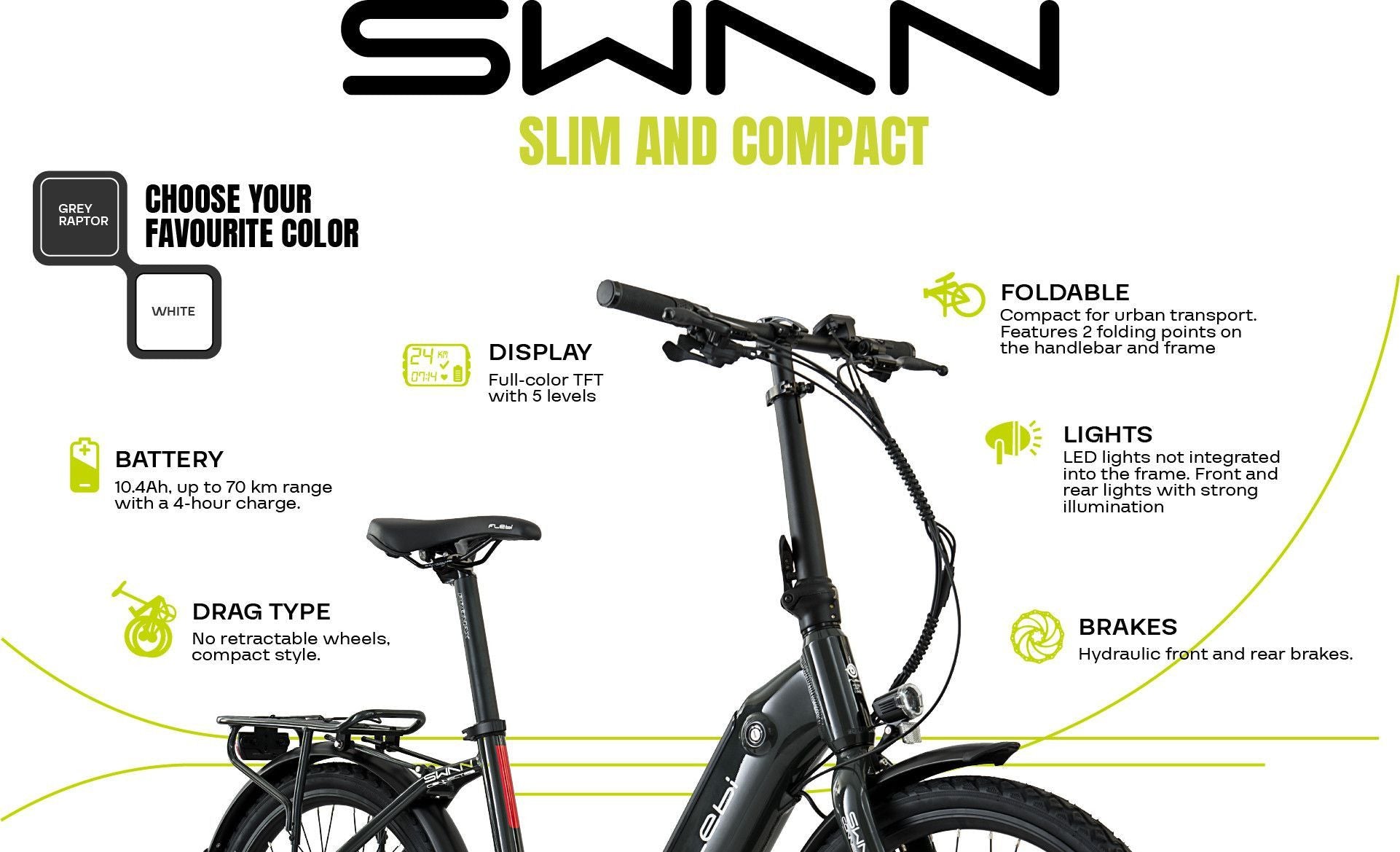 Vélo Electrique Pliant Flebi Swan 24  Grey raptor