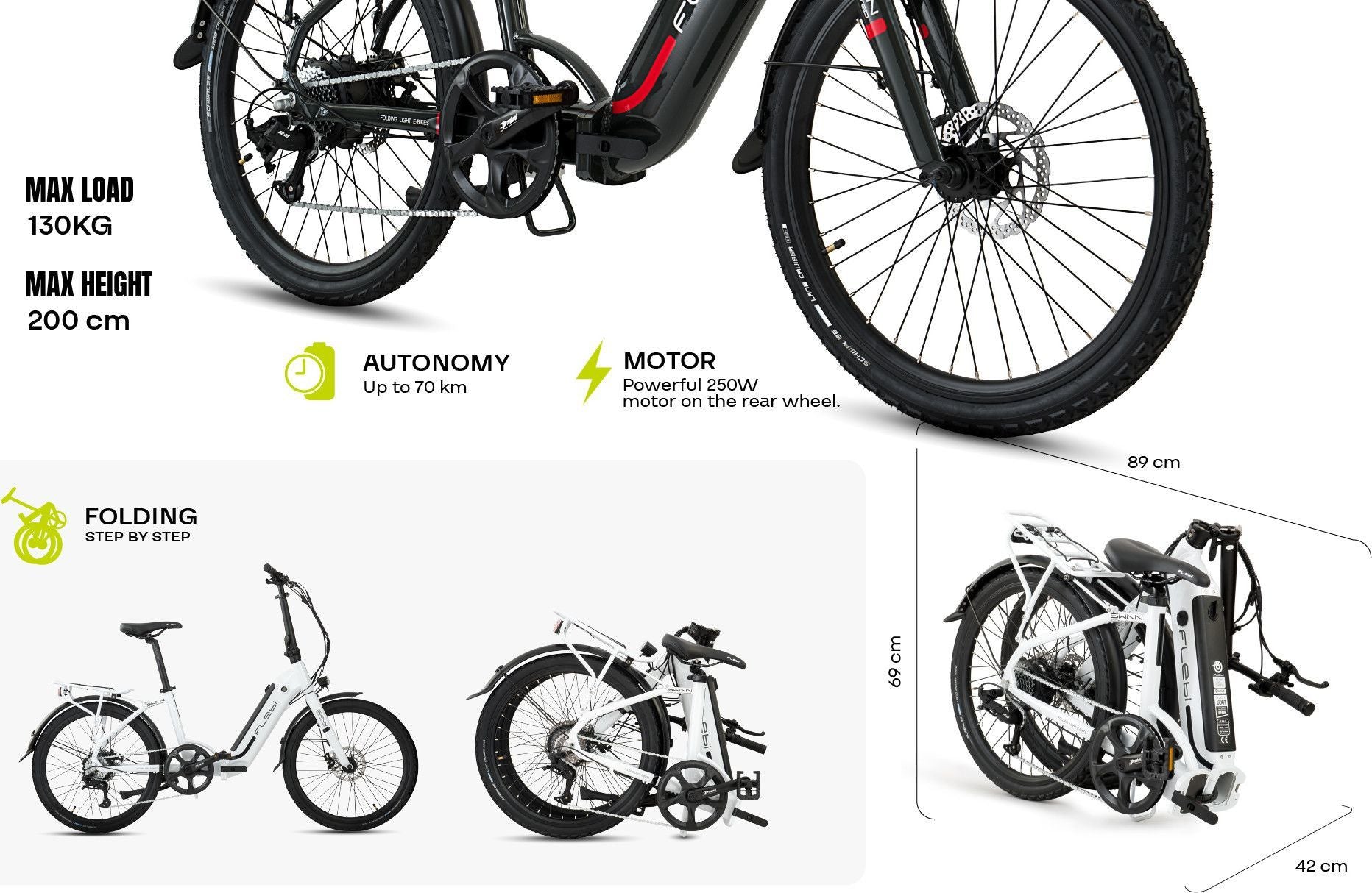 Vélo Electrique Pliant Flebi Swan 24  Grey raptor