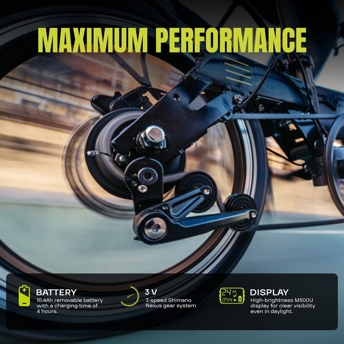 Vélo Electrique Pliant Flebi Supra 4.0 Black lime | Roues 16