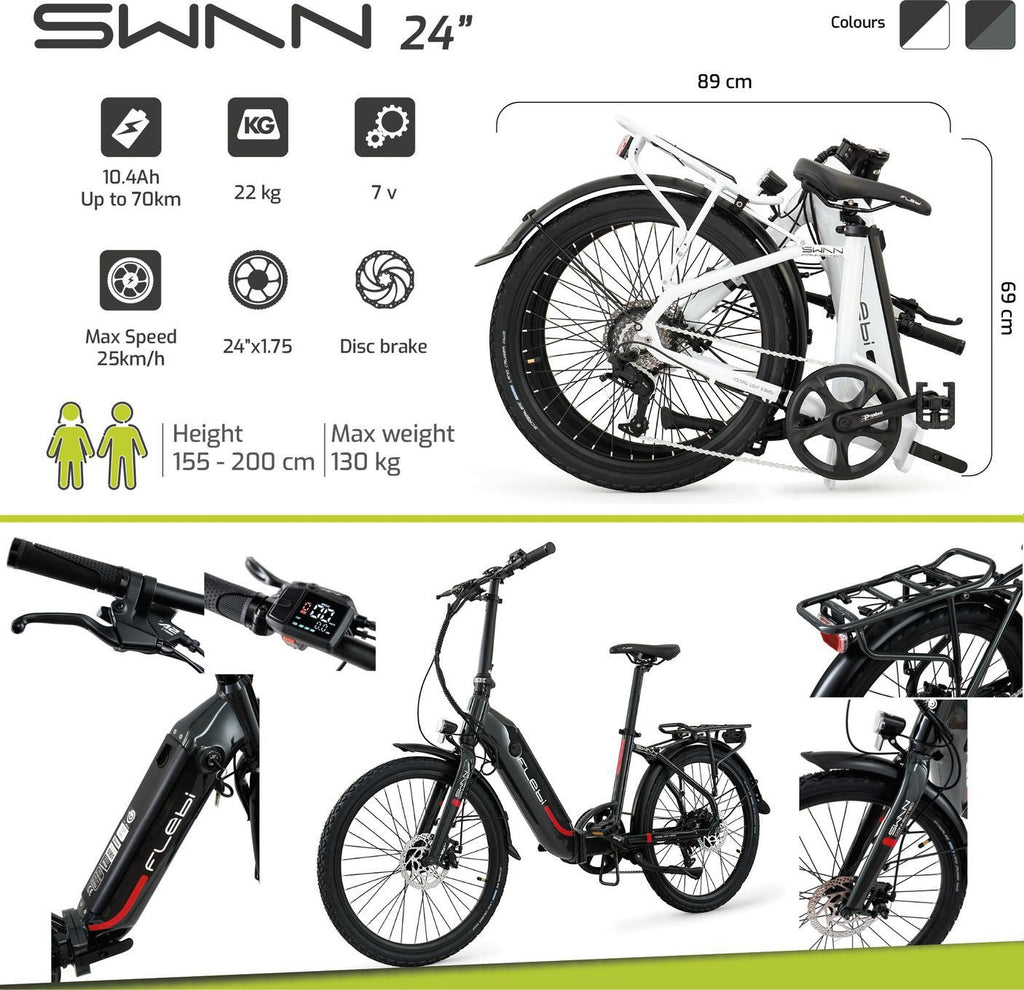 Vélo Electrique Pliant Flebi Swan 24  White | Roues 24