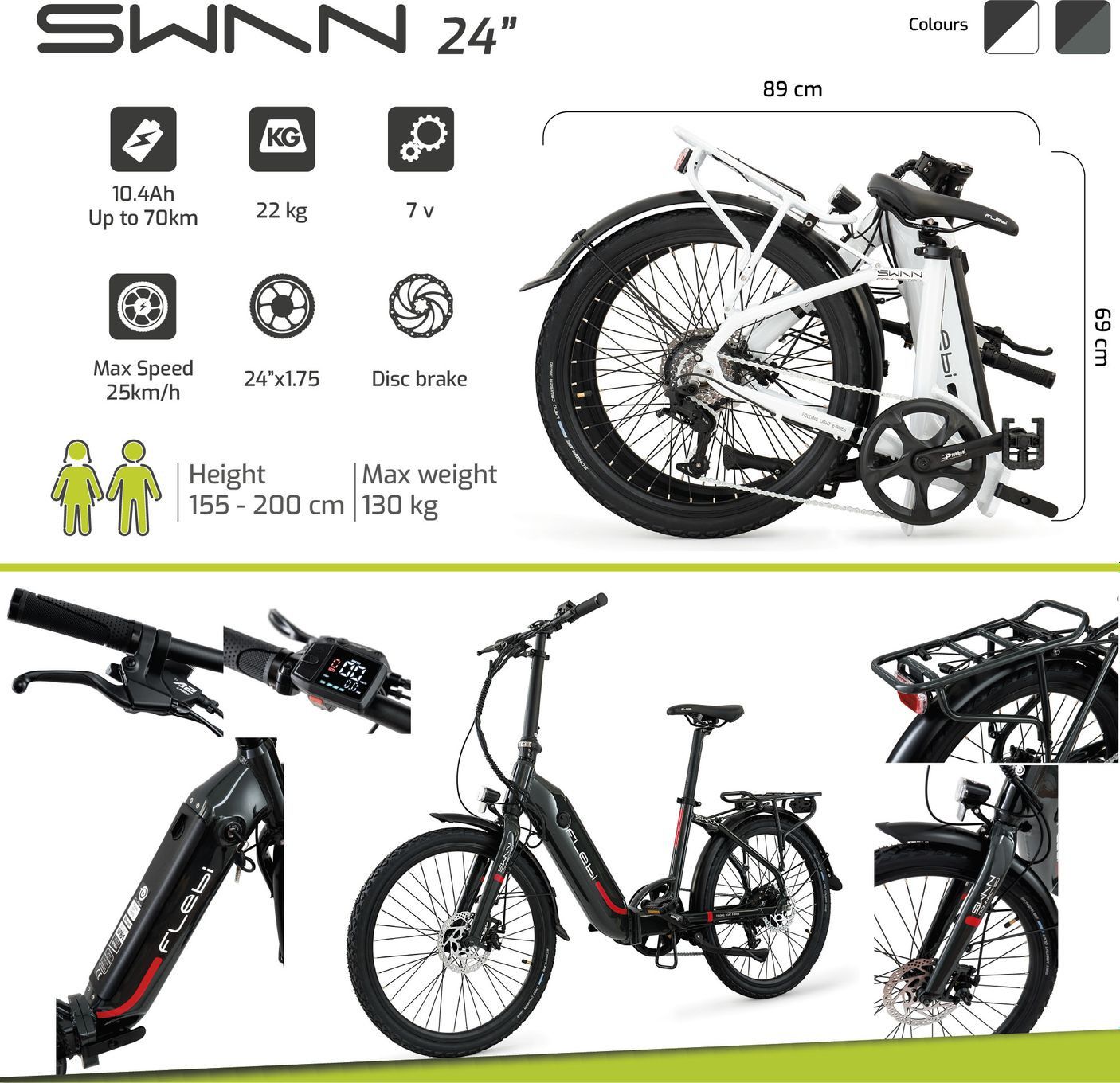 Vélo Electrique Pliant Flebi Swan 24  White | Roues 24