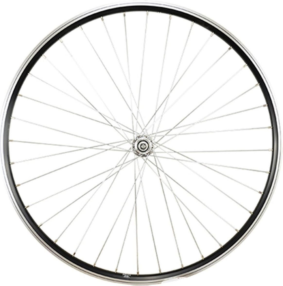 Roue vtc 28  av ecrou axe plein jante noir mach1 er10.moy miche magnum v-brake 36t