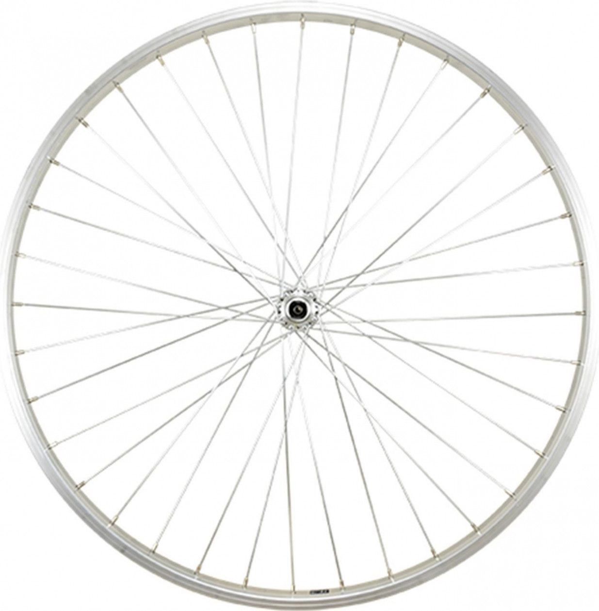 Roue vtc 28  av blocage jante argent mach1 m110. moyeu Shimano tx500 v-brake 36t
