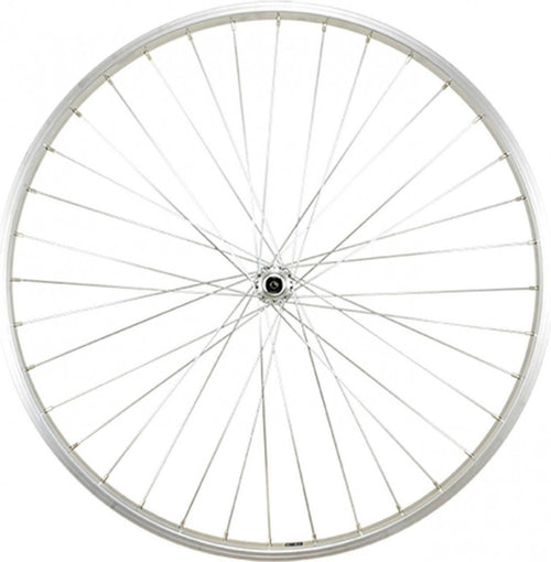 Roue vtc 28  av blocage jante argent mach1 m110. moyeu Shimano tx500 v-brake 36t