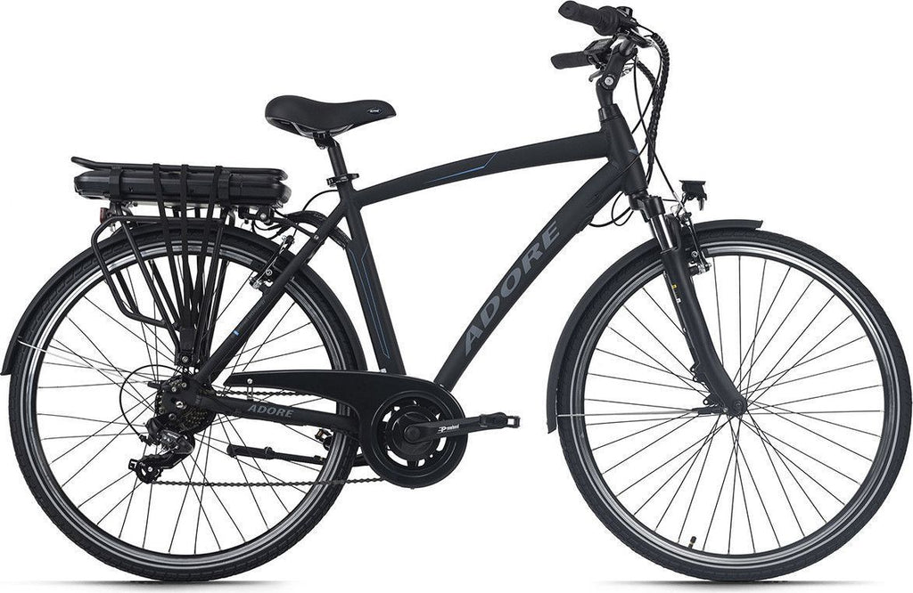 Vélo électrique homme aluminium Adore Versailles 28  E-Bike noir 250 Watt Li-Ion 36 V/10,4 Ah 7 vitesses