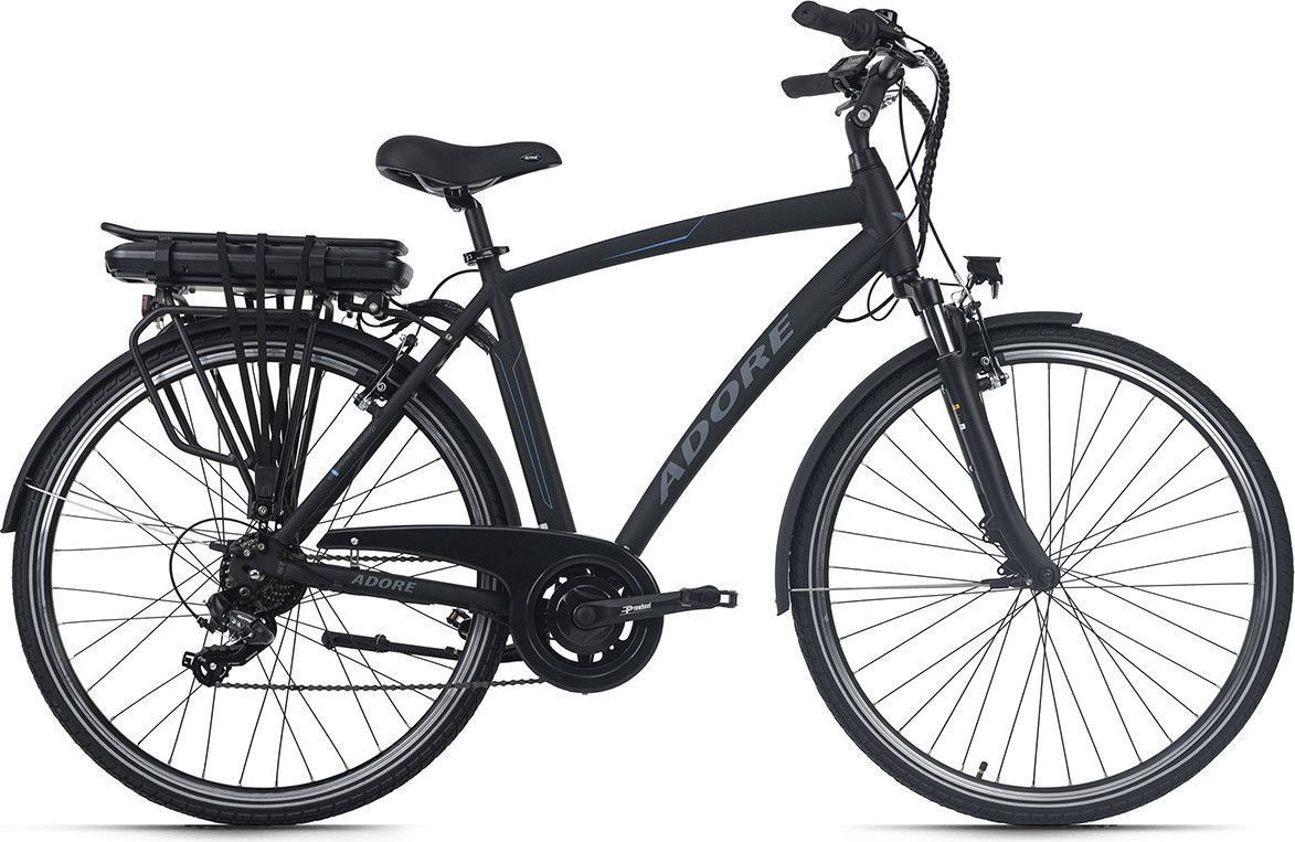 Vélo électrique homme aluminium Adore Versailles 28  E-Bike noir 250 Watt Li-Ion 36 V/10,4 Ah 7 vitesses